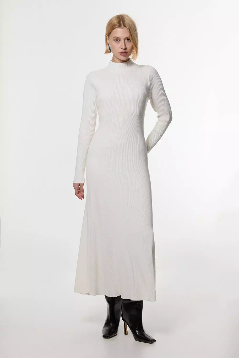 Red Viscose Blend Swing Hem Knitted Maxi Dress alternative image