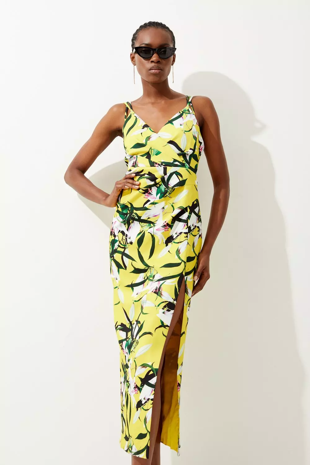 Neon Lilly Print Strappy Tailored Maxi Dress Karen Millen