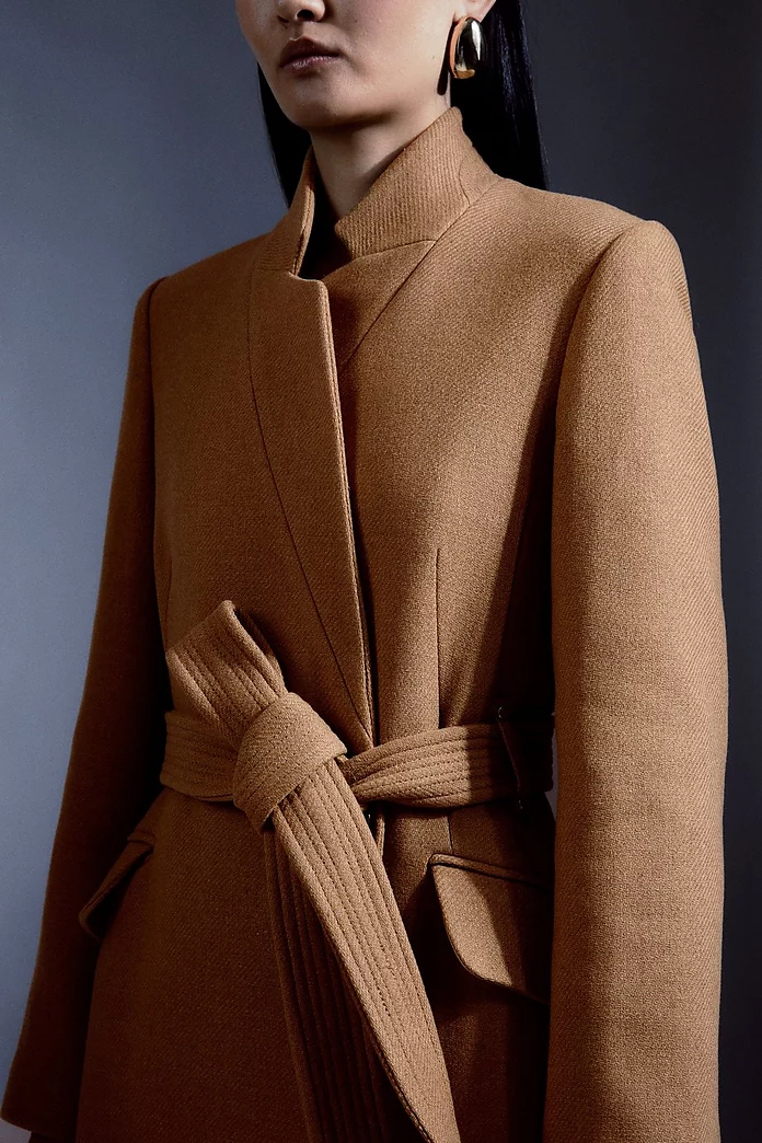 Italian Manteco Wool Cashmere Forever Notch Neck Midi Coat Italian Manteco Wool Cashmere Forever Notch Neck Midi Coat