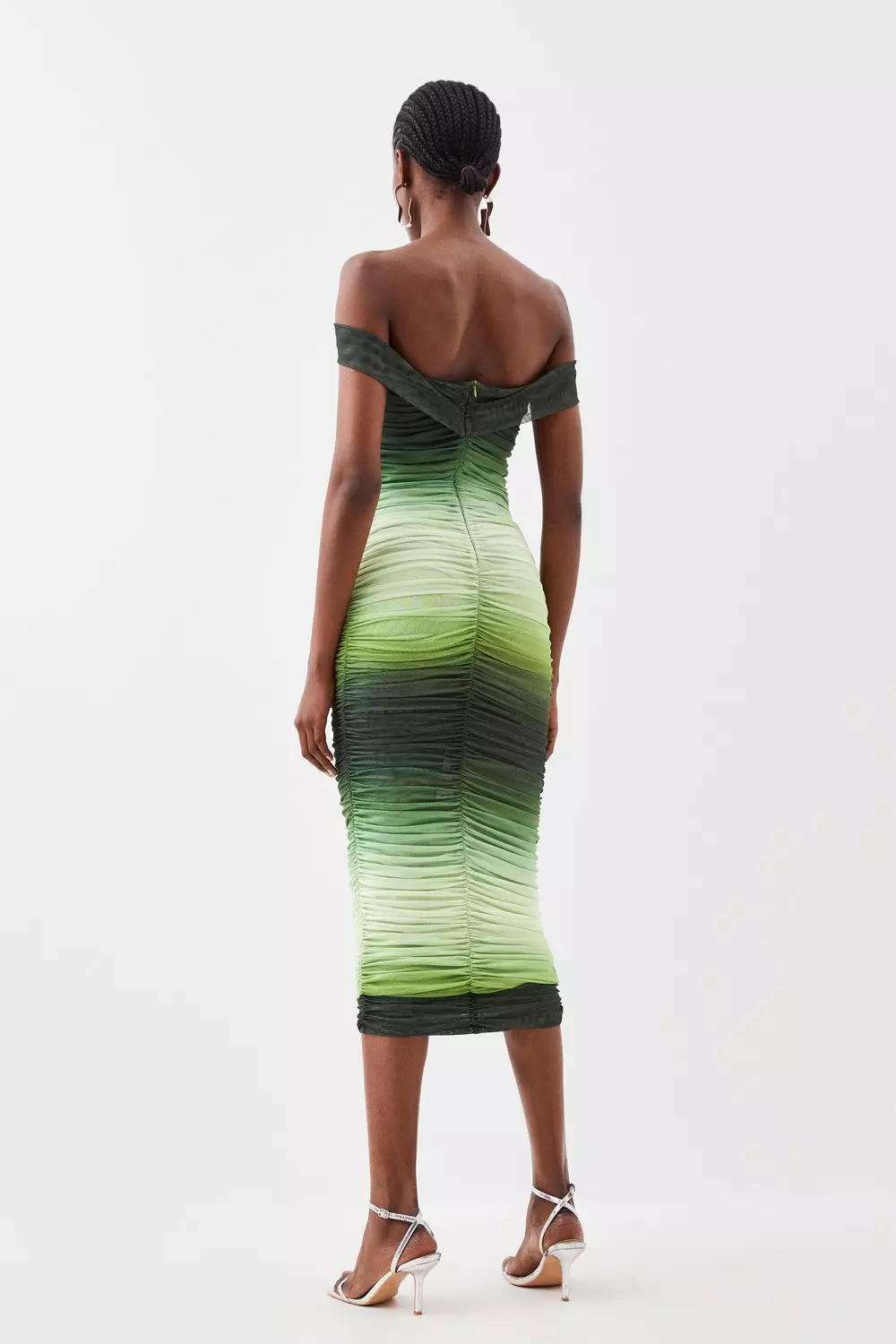 ★Karen Millen サンセットオンブルルーシュ 魅惑的マキシ★ Ombre Mesh Off The Shoulder Jersey Midi Dress | Karen Millen