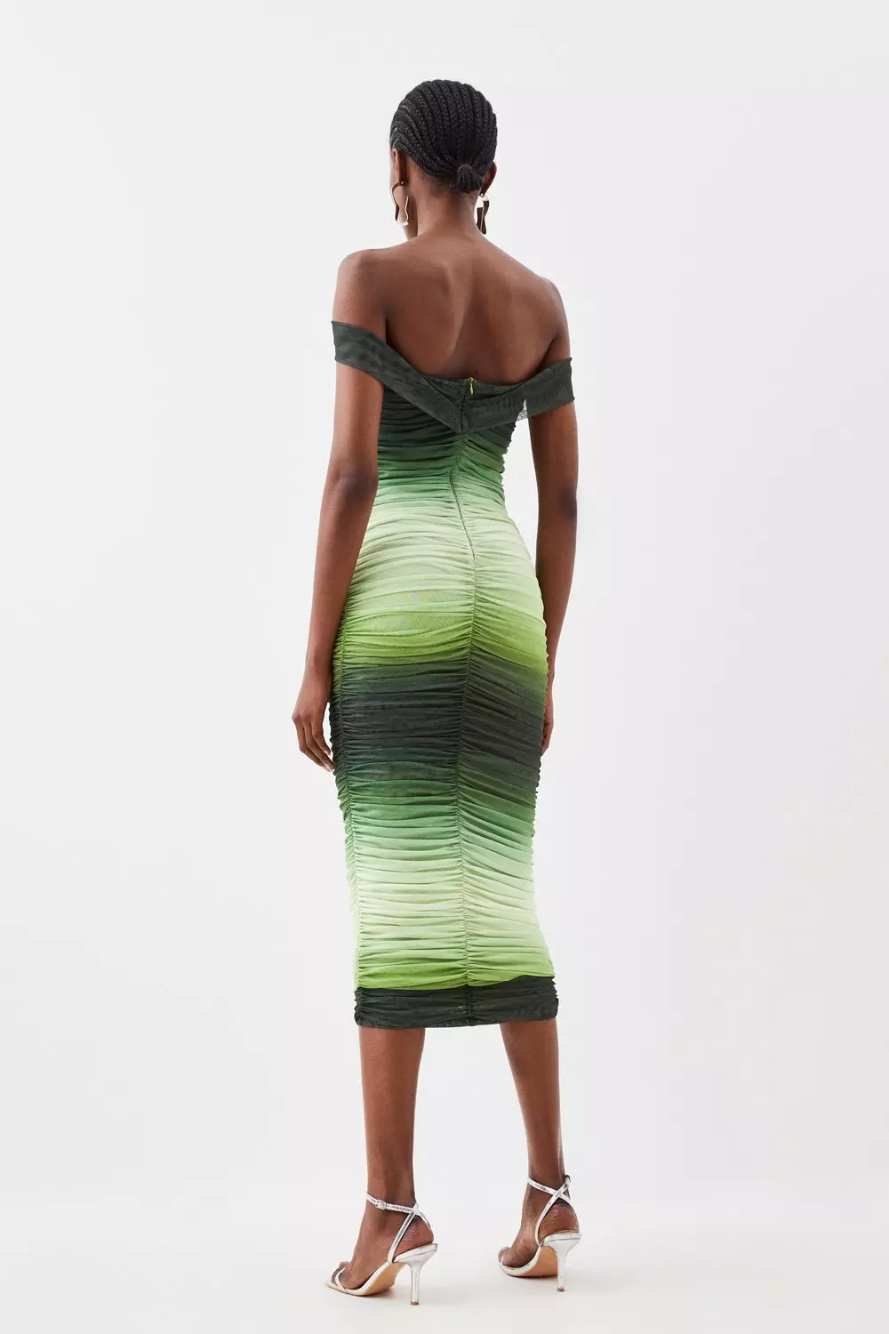 Ombre Mesh Off The Shoulder Jersey Midi Dress | Karen Millen