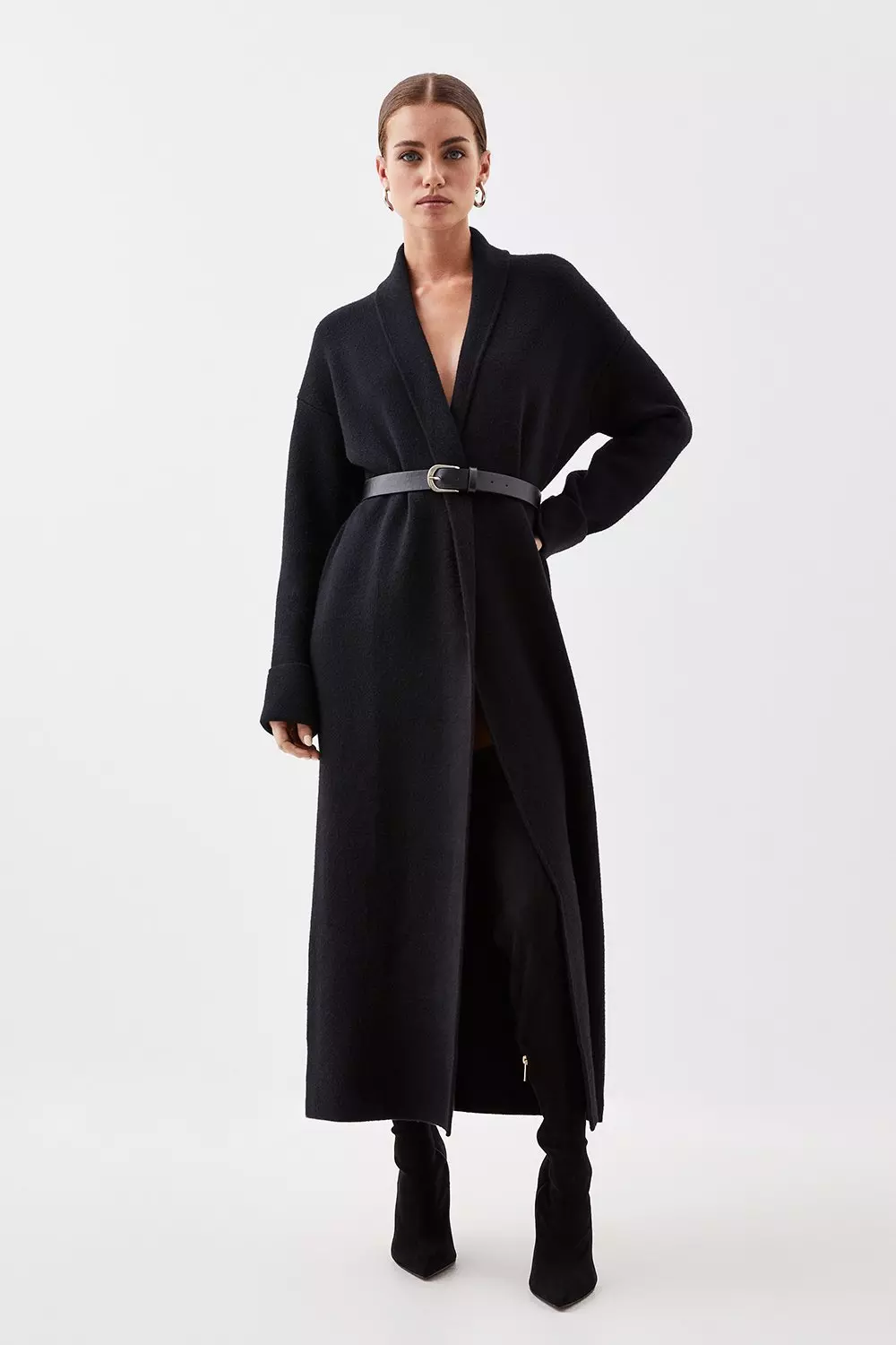 Petite Belted Knit Maxi Coatigan Karen Millen