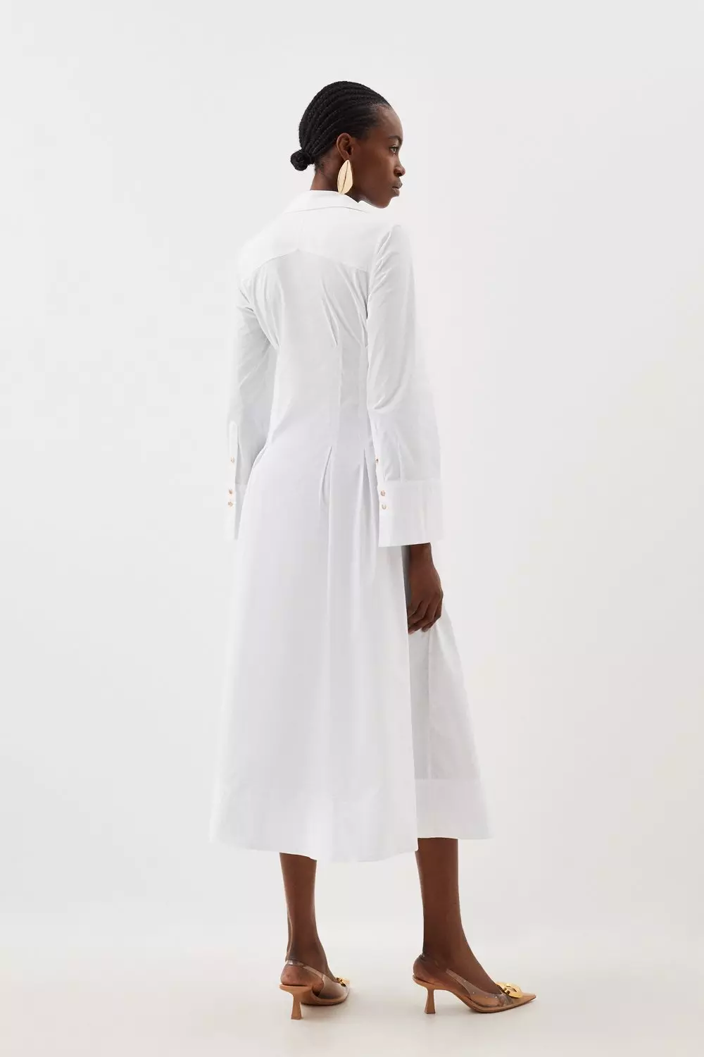 Cotton Tie Detail Woven Midaxi Shirt Dress | Karen Millen