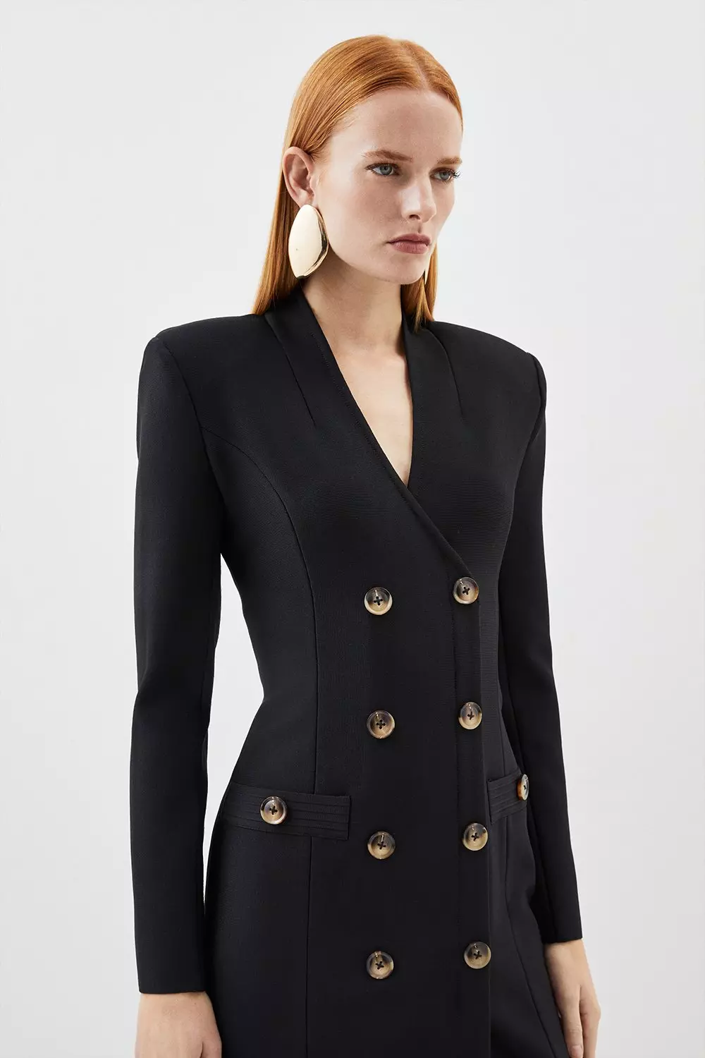 パーティードレス Single-breasted Blazer Dress VOWUA Blazer Dress For Women Sexy V Neck Bodycon Dress