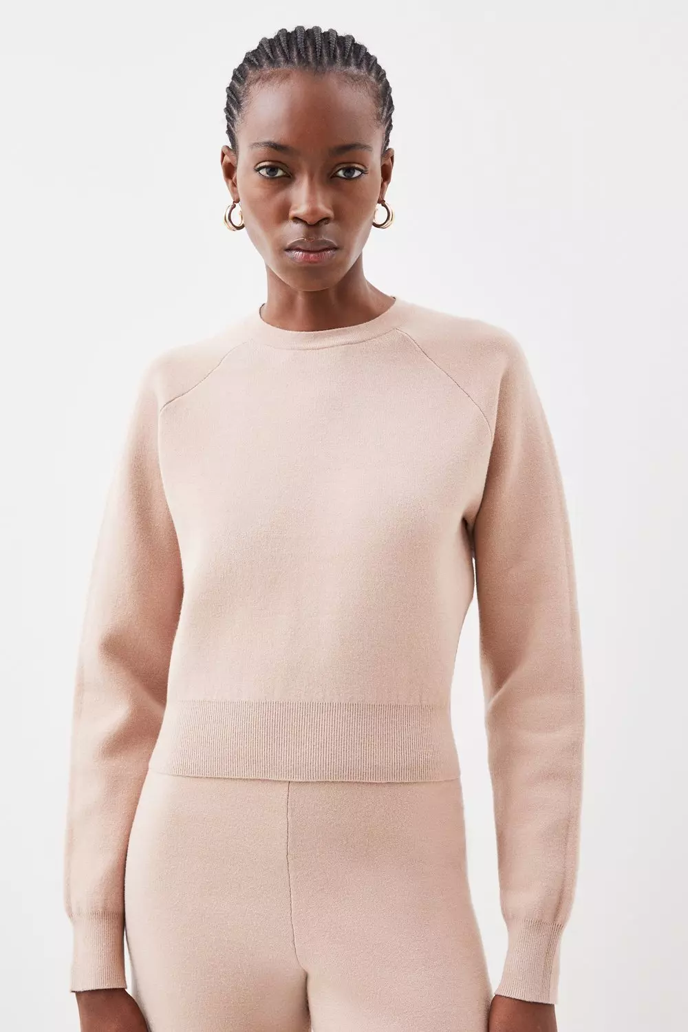 Compact Wool Look Boxy Sweater Karen Millen