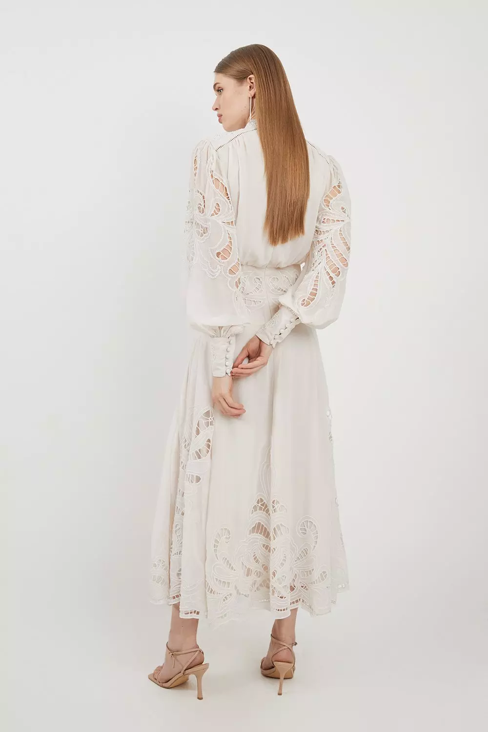 Cutwork Beaded Embroidered Woven Maxi Dress | Karen Millen
