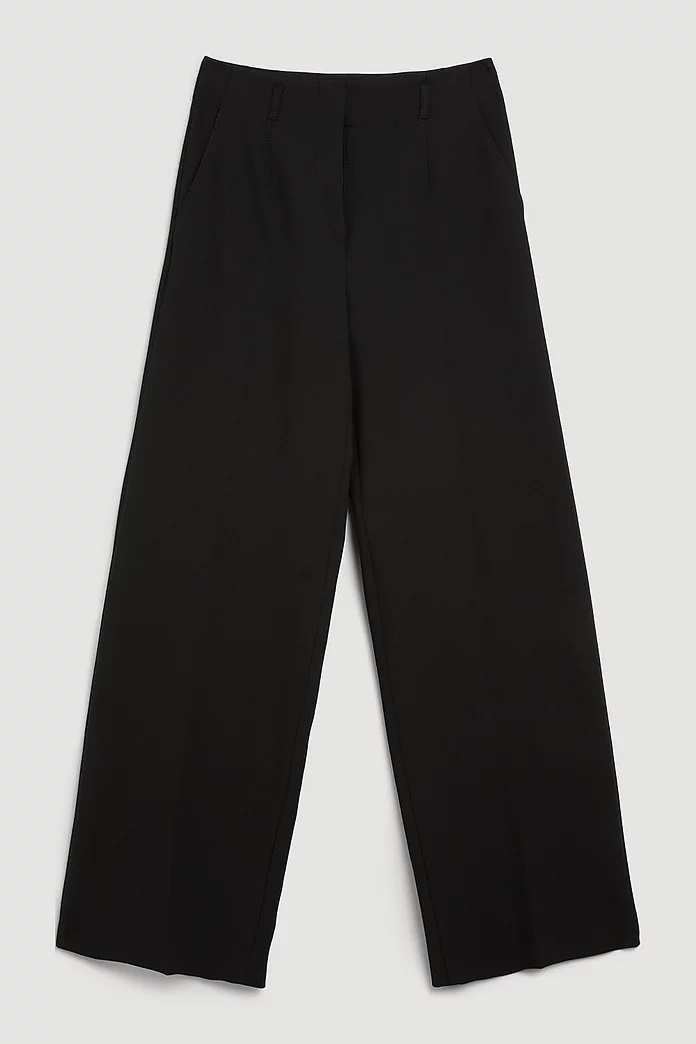Compact Stretch Wide Leg Darted Pants | Karen Millen Compact Stretch Wide Leg Darted Pants | Karen Millen