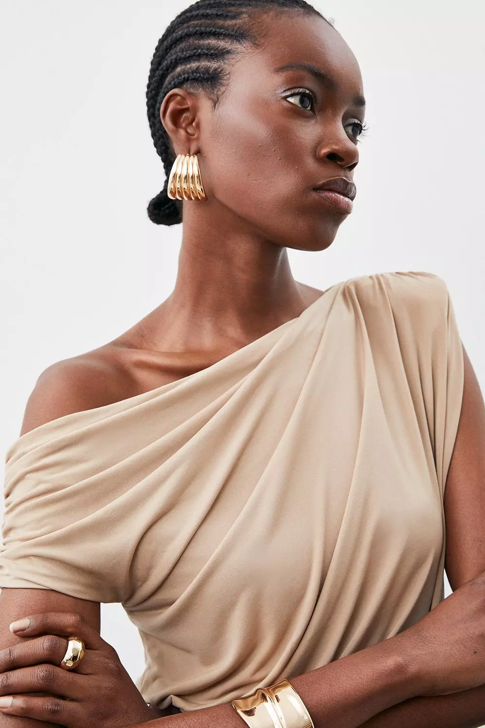 Jersey Crepe Asymmetric Bodysuit Karen Millen