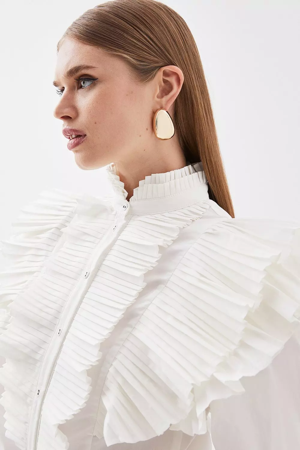 Women's White Frill Sleeve Peplum Top | Ally Fashion