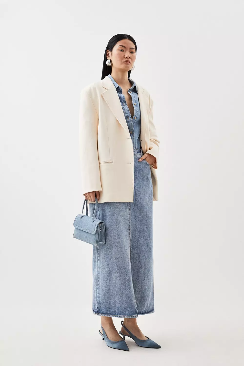 KAREN MILLEN コンパクトストレッチ テーラード ブレザー 無地 Compact Stretch Relaxed Tailored Single Breasted Blazer