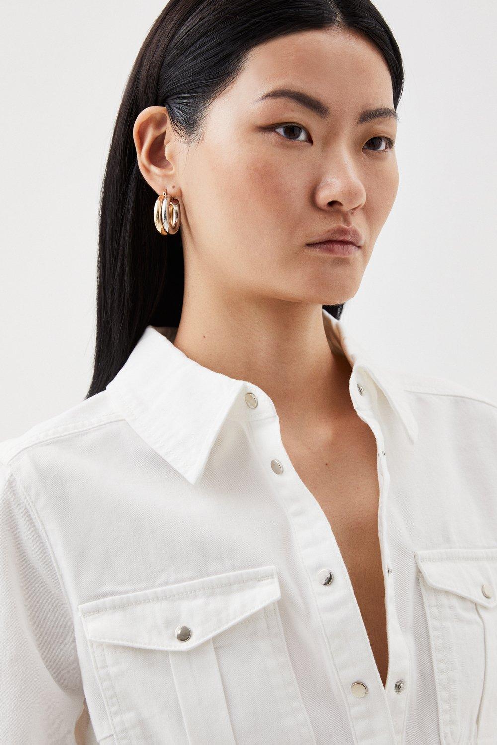 Denim Pocket Detail Relaxed Shirt | Karen Millen