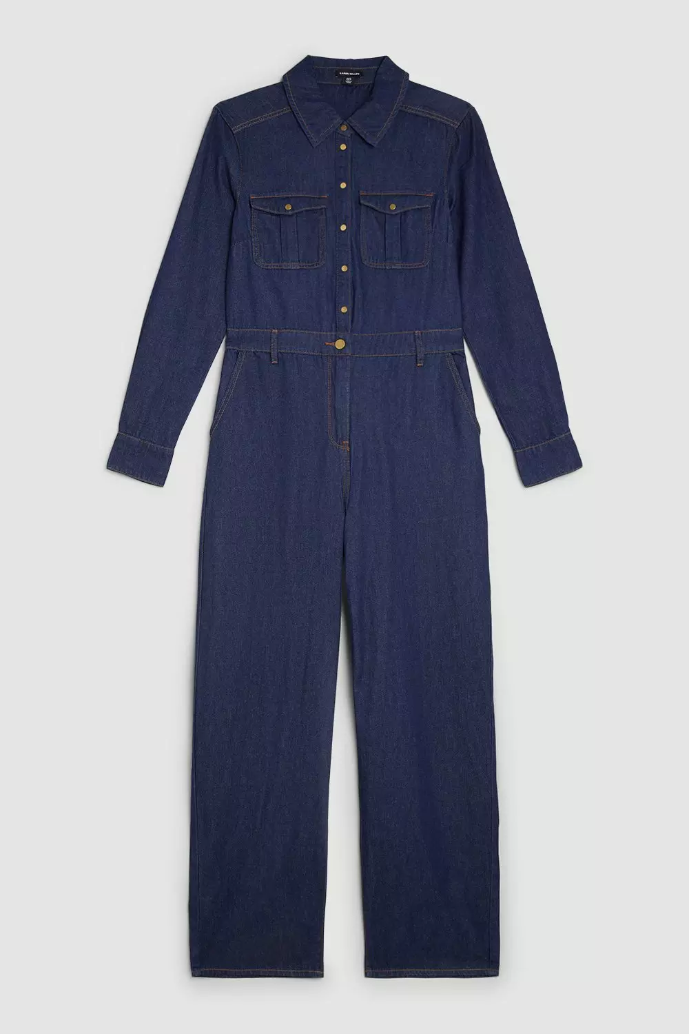 KAREN MILLEN デニム 長袖 ジャンプスーツ Denim Long Sleeve Jumpsuit | Karen Millen