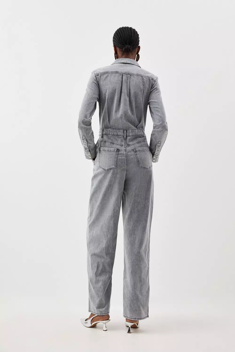 Indigo Denim Long Sleeve Jumpsuit alternative image