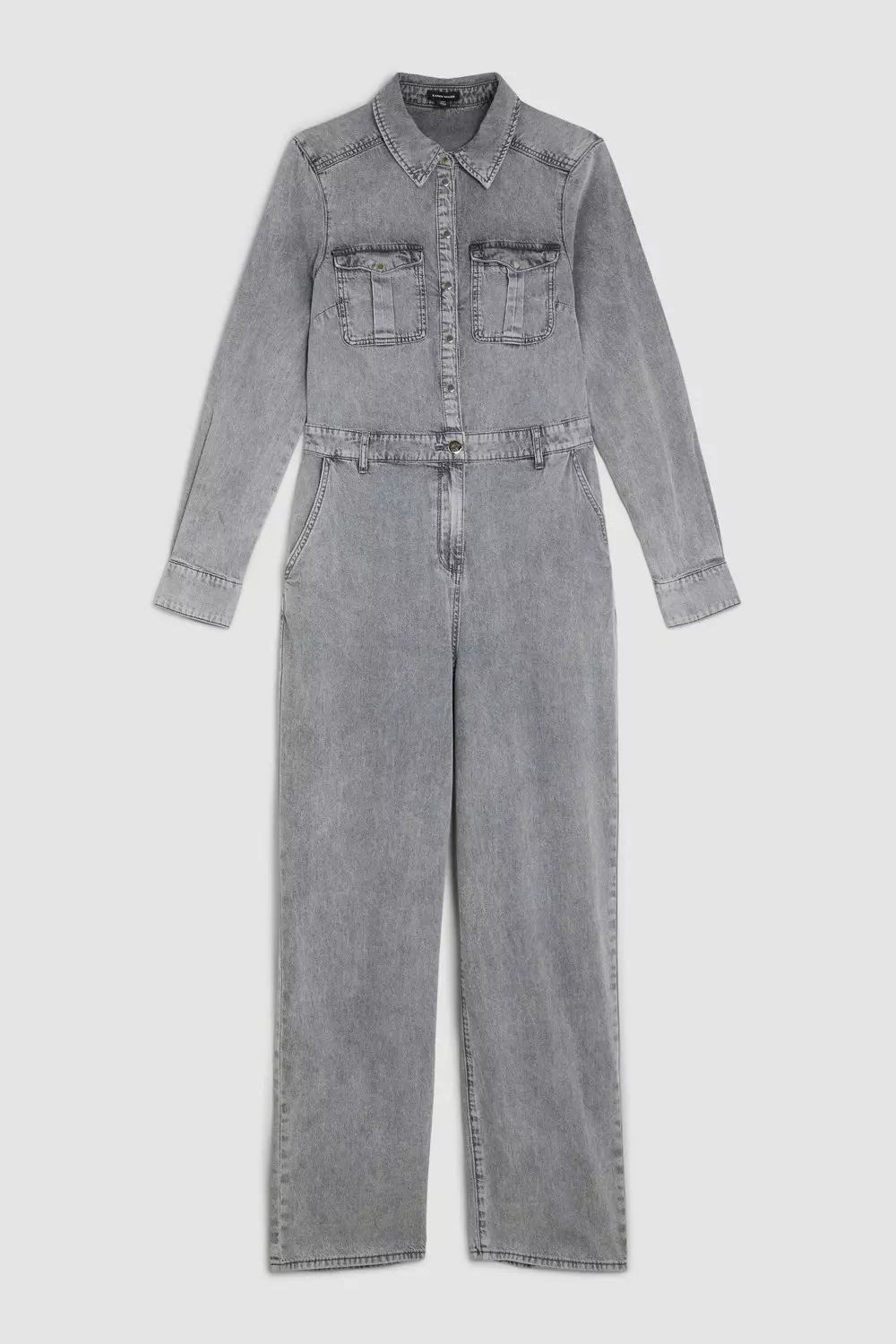 Indigo Denim Long Sleeve Jumpsuit alternative image