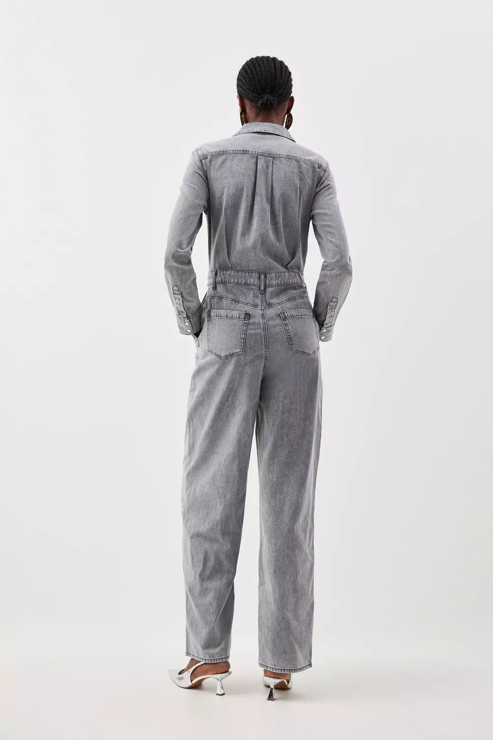Indigo Denim Long Sleeve Jumpsuit alternative image