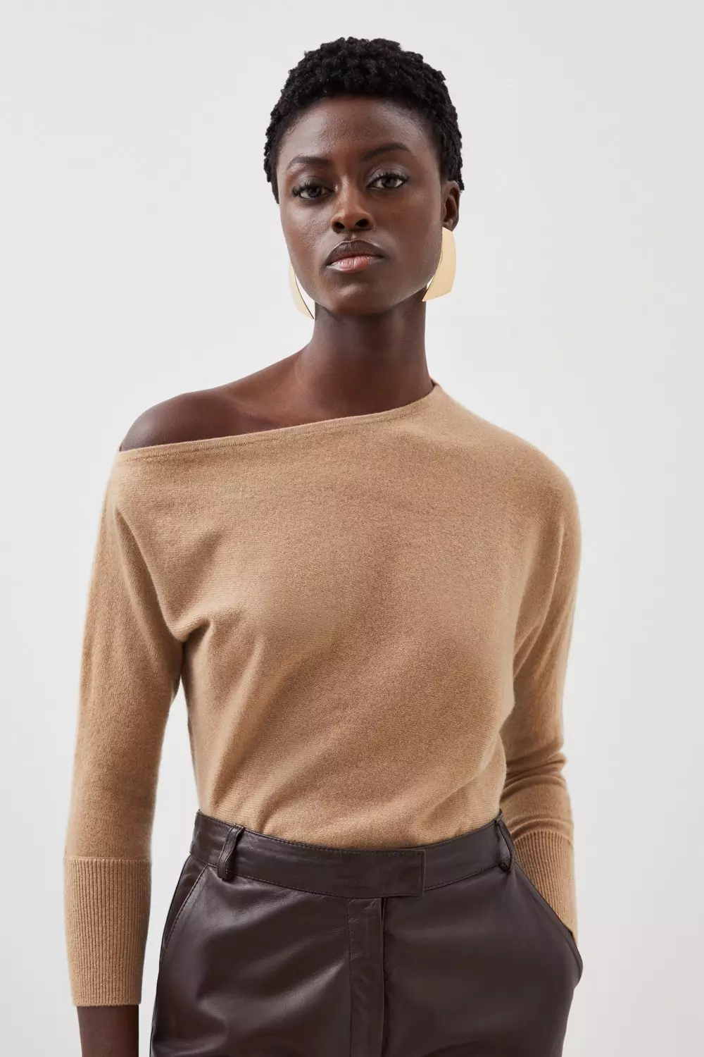 Cashmere Asymmetric Knit Jumper Karen Millen