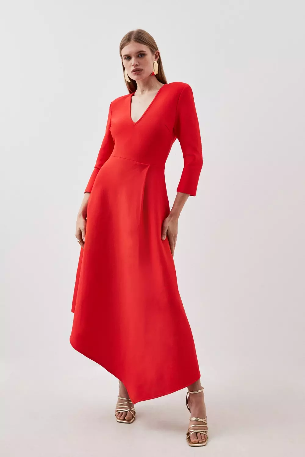 Bandage Figure Form Knit Belted Asymmetric Midaxi Dress Karen Millen