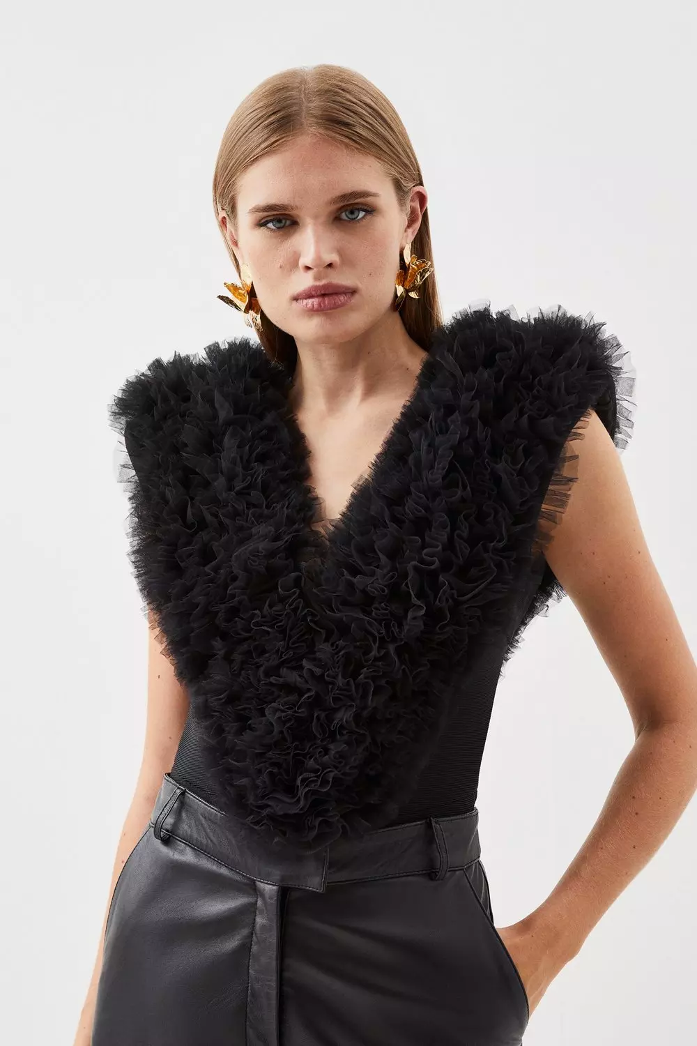 U neck tulle bustier/2color | KNUTH MARF