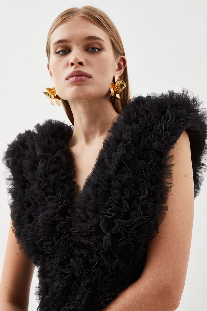 Bandage Figure Form Knit Tulle Detail Bodysuit | Karen Millen Bandage Figure Form Knit Tulle Detail Bodysuit | Karen Millen