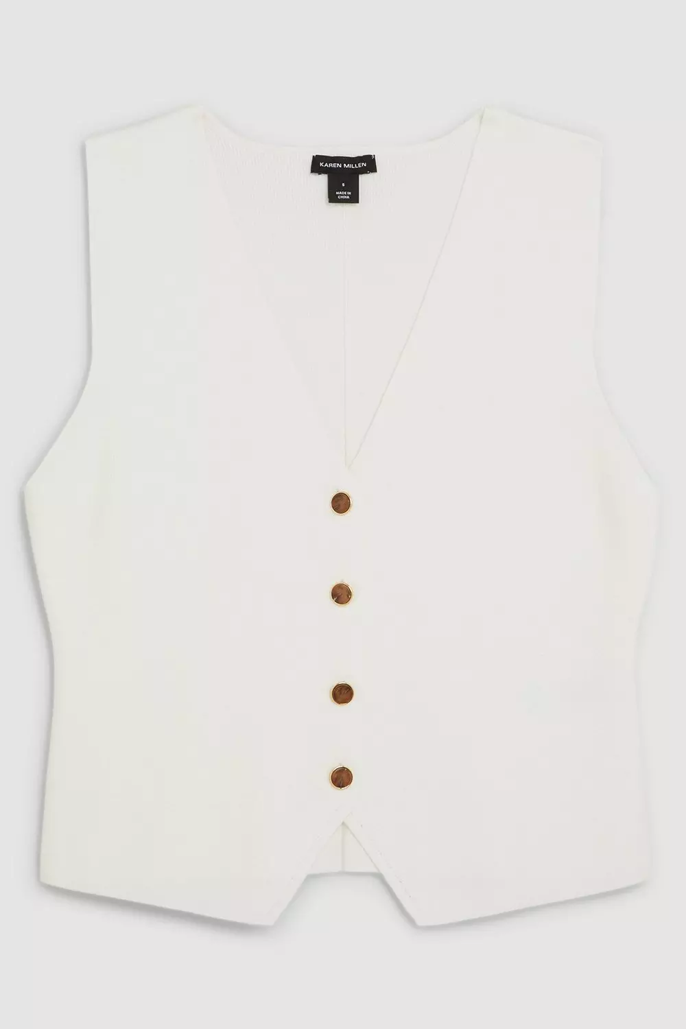 Compact Knit Wool Look V Neck Vest Top Karen Millen