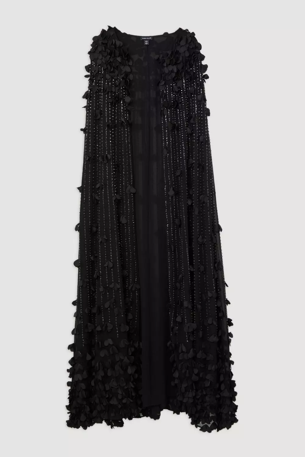 Floral Applique Crystal Embellished Woven Maxi Cape | Karen Millen