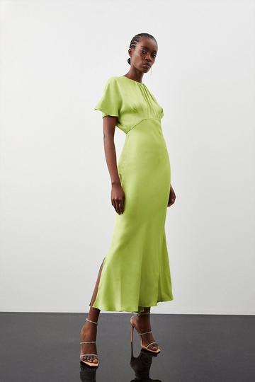 Tall Satin Woven Crepe Maxi Dress green