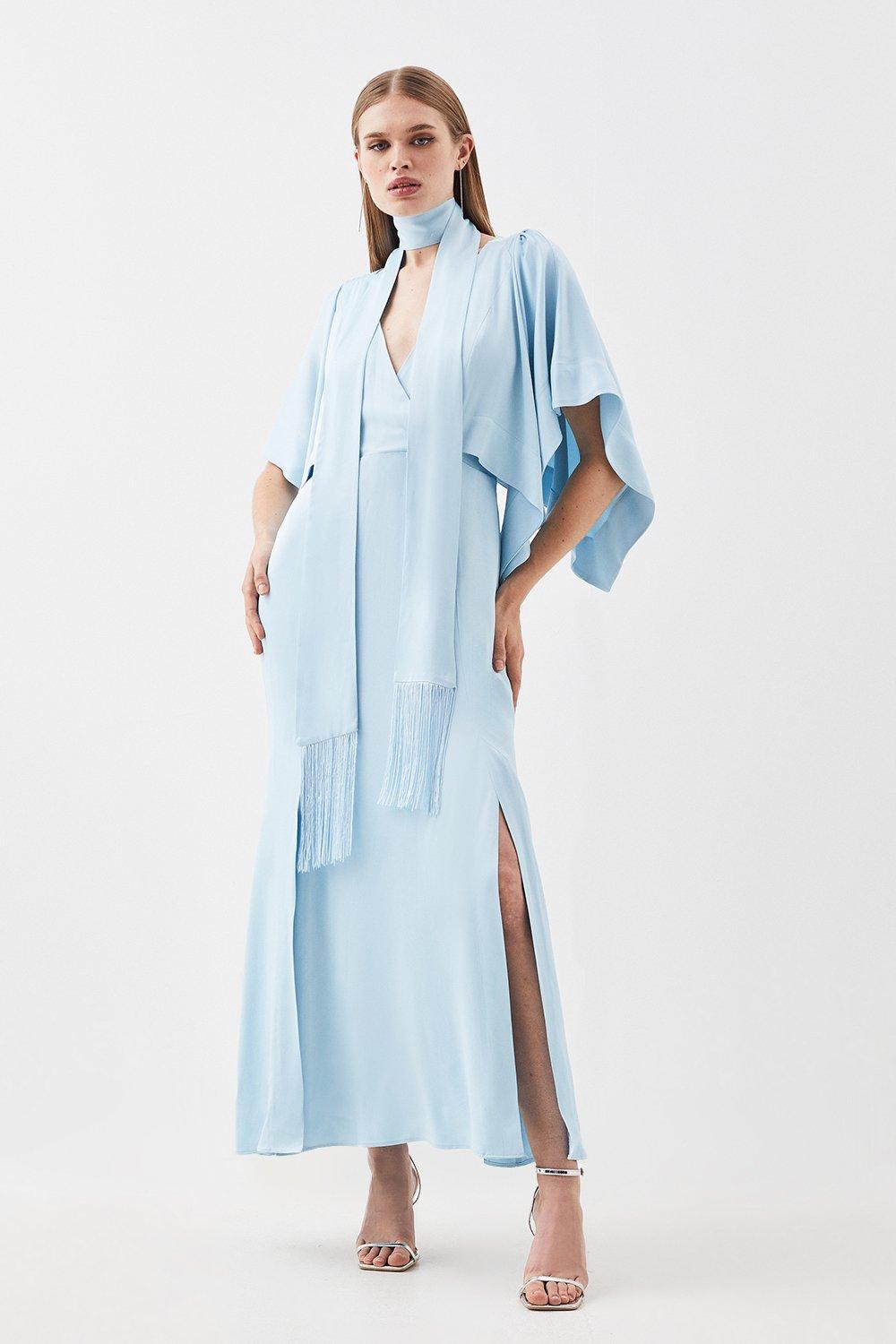blue-satin-crepe-tie-neck-
