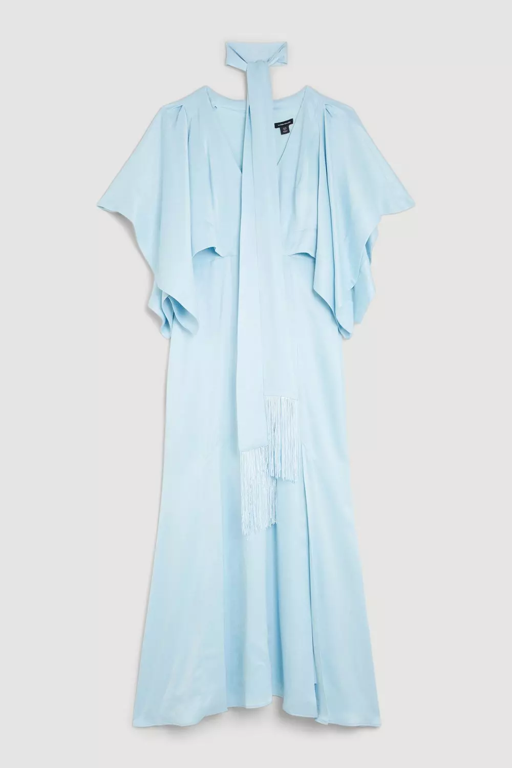 Satin Crepe Tie Neck Woven Maxi Dress | Karen Millen