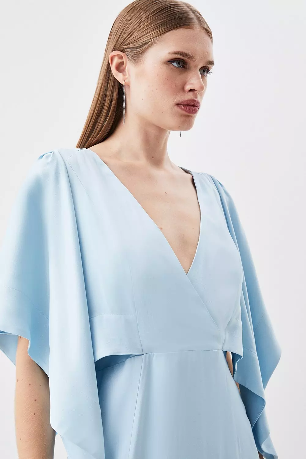 Satin Crepe Tie Neck Woven Maxi Dress | Karen Millen