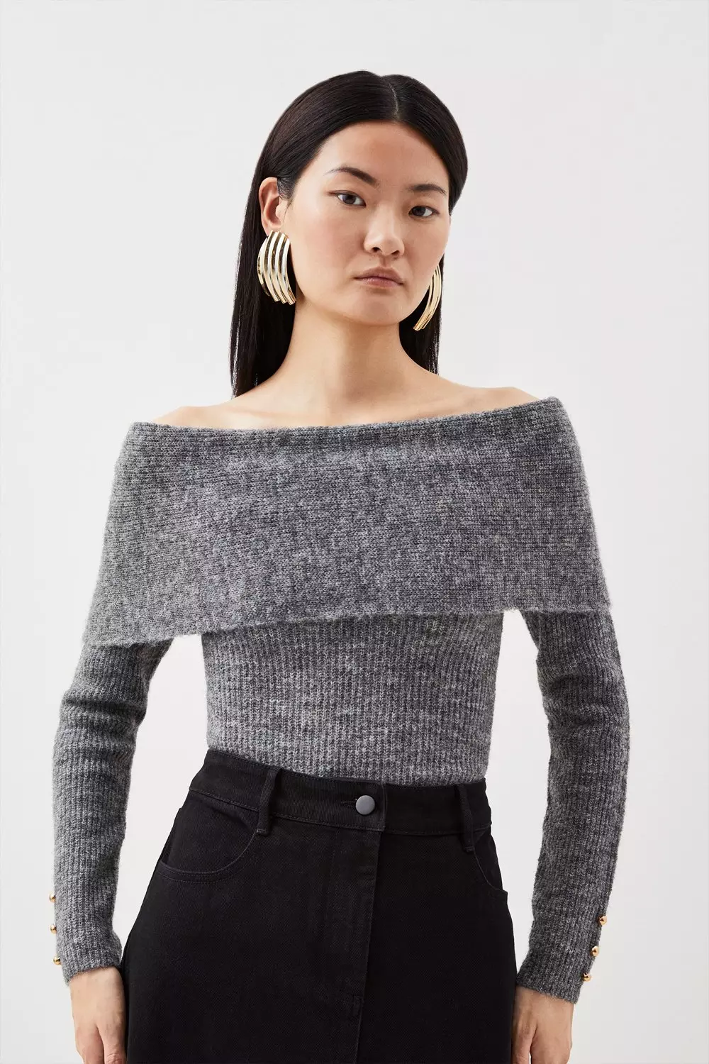 Off the shoulder knit jumper best sale