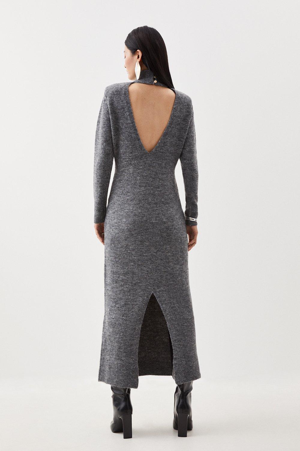 Open-back wool maxi dress