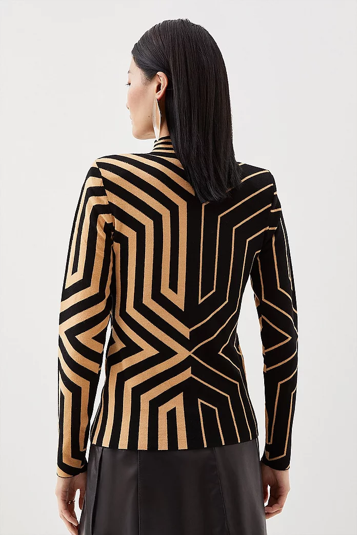 Viscose Blend Jacquard Knit Top | Karen Millen Viscose Blend Jacquard Knit Top | Karen Millen