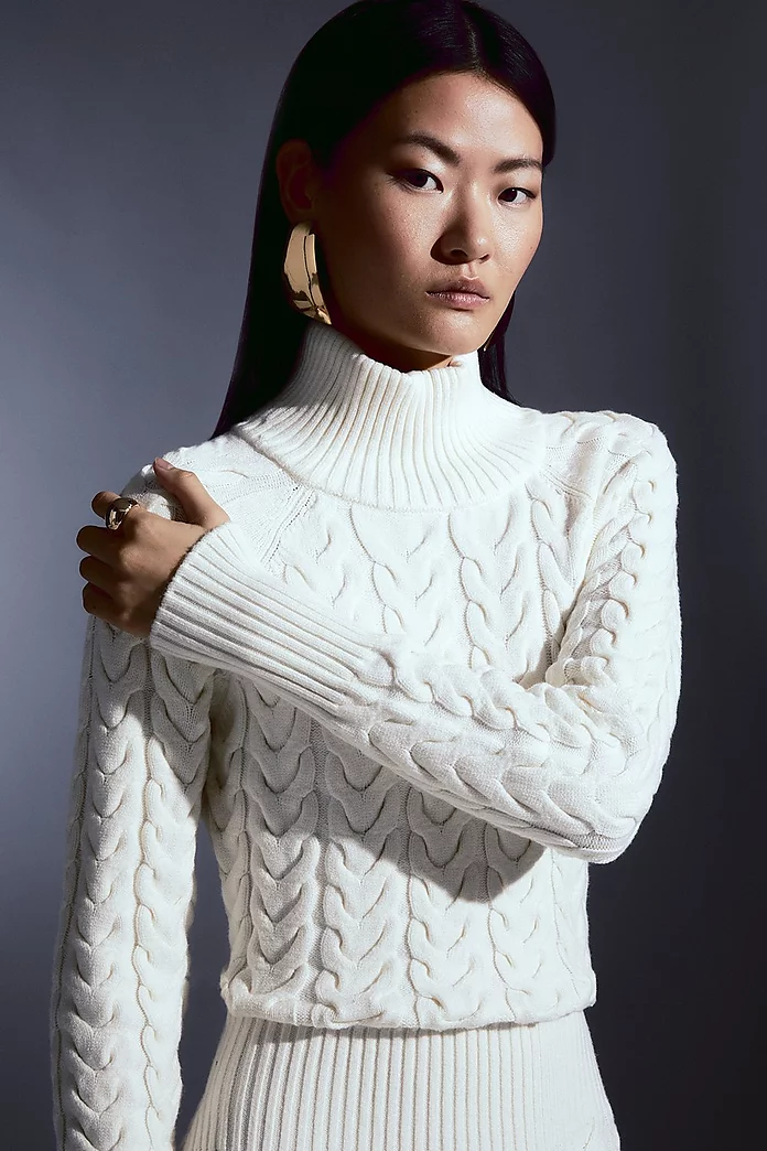 Cable Knit Funnel Neck Maxi Dress | Karen Millen Cable Knit Funnel Neck Maxi Dress | Karen Millen