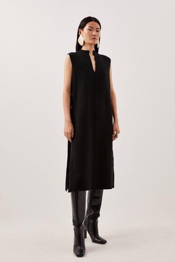 Sleeveless Milano Knit Midi Dress black