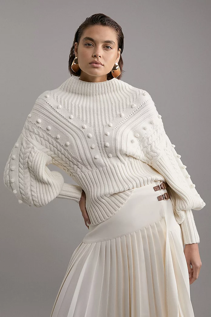 Cable Knit Balloon Sleeve Jumper | Karen Millen Cable Knit Balloon Sleeve Jumper | Karen Millen