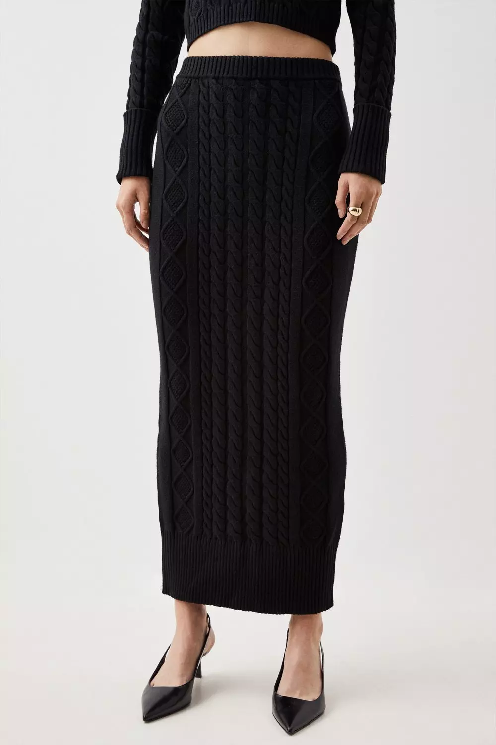 Cable Knit Midi Skirt Karen Millen