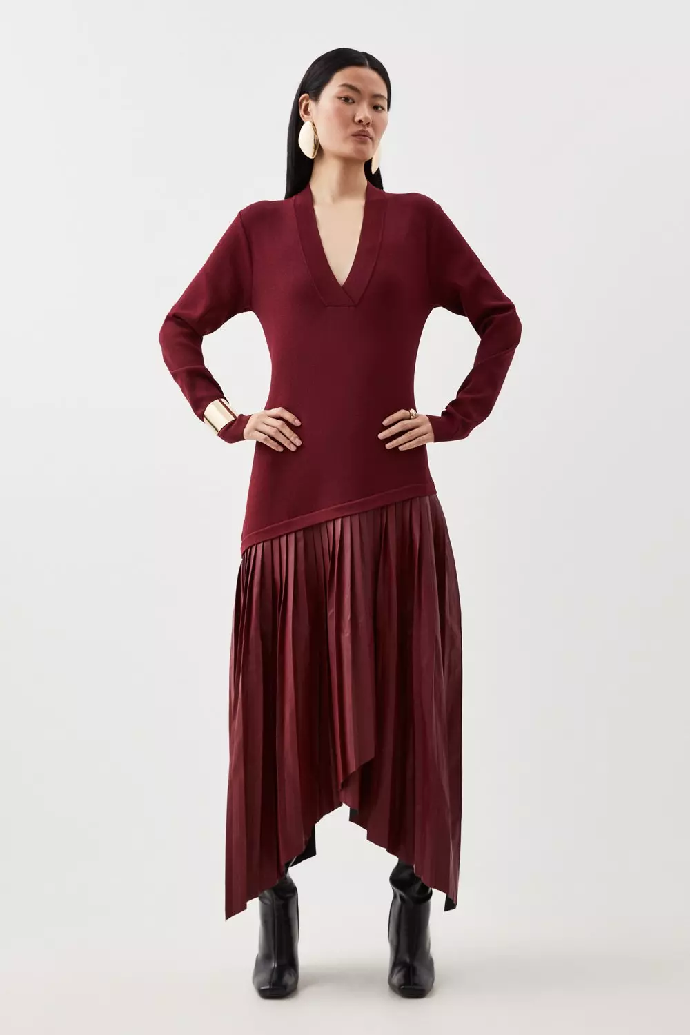 Pu Knit Belted Midi Dress | Karen Millen