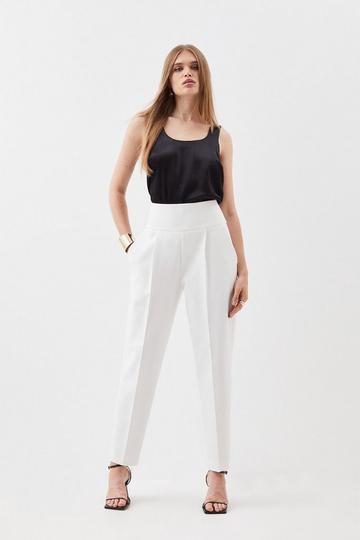 Compact Stretch High Waisted Straight Leg Pants ivory