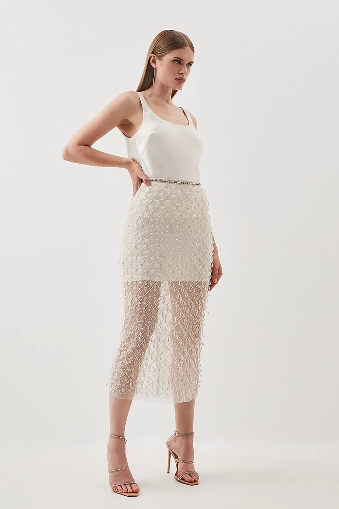 Embellished Woven Maxi Skirt | Karen Millen Embellished Woven Maxi Skirt | Karen Millen
