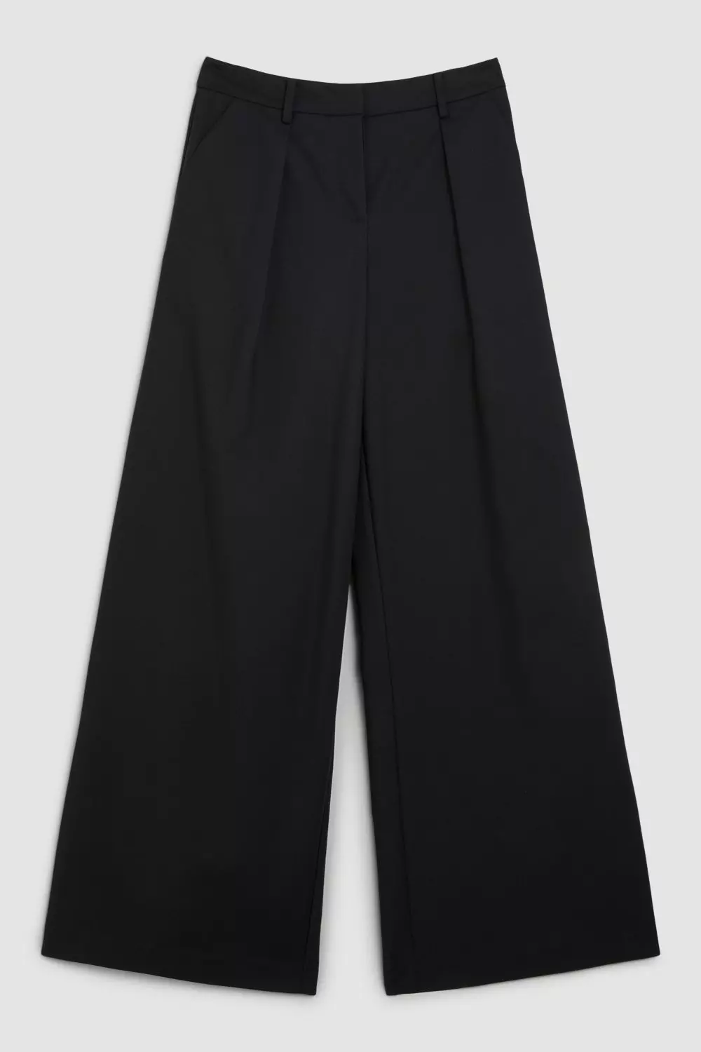 Black Tailored Cotton Sateen Wide Leg Trousers  alternative image
