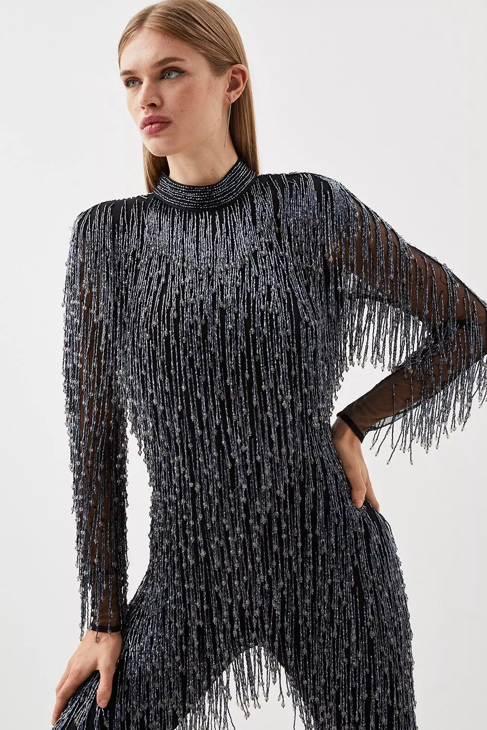 Petite Beaded Fringed And Embellished Jumpsuit | Karen Millen