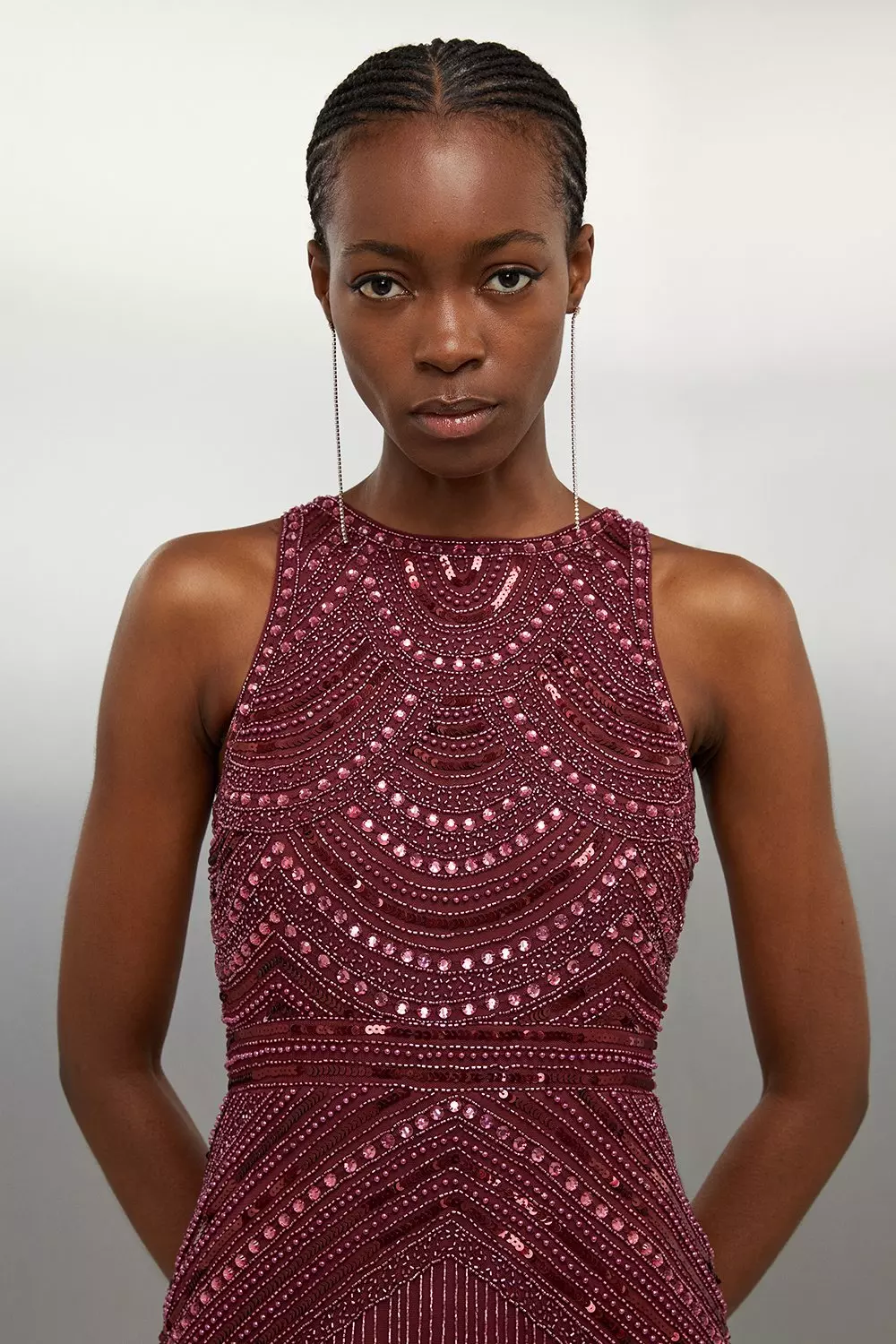 Halter neck beaded dress hot sale