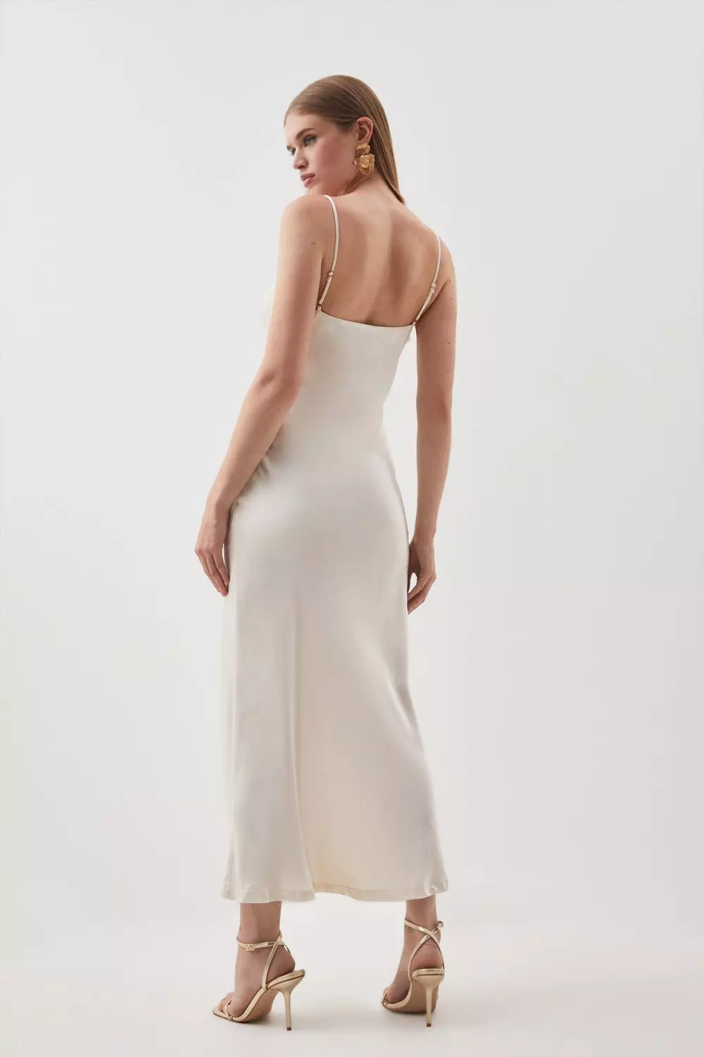 Heavy Hearted Satin Maxi Dress - Lemon