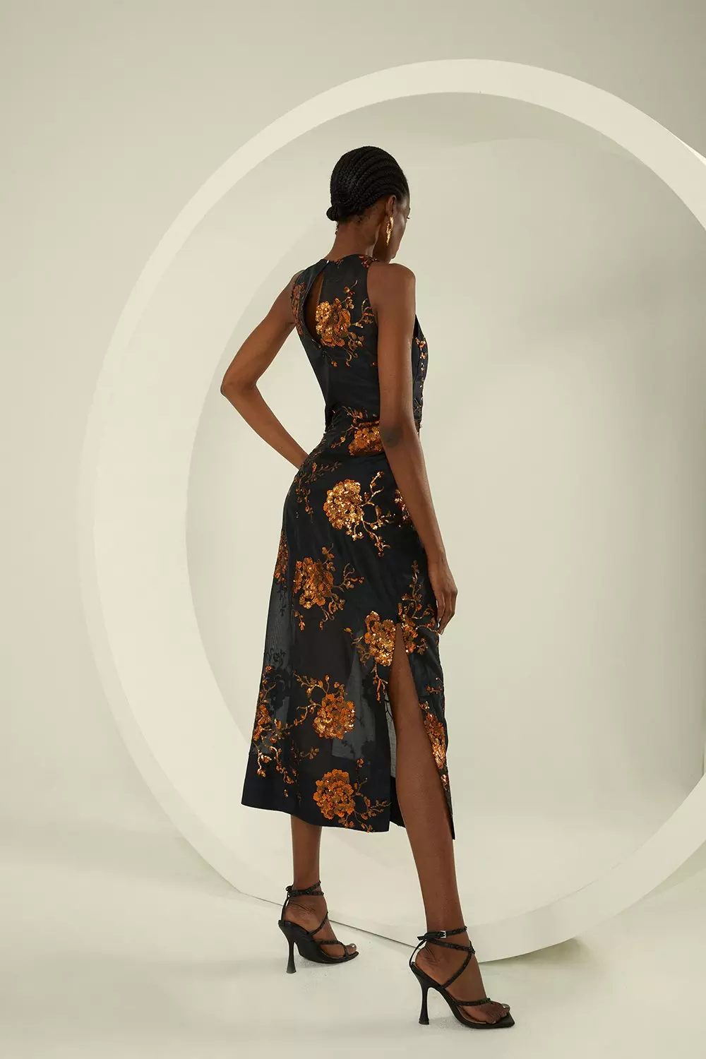 KarenMillen/Military シアー ケープ Woven Midi Dress KarenMillen/Military シアー ケープ Woven Midi Dress