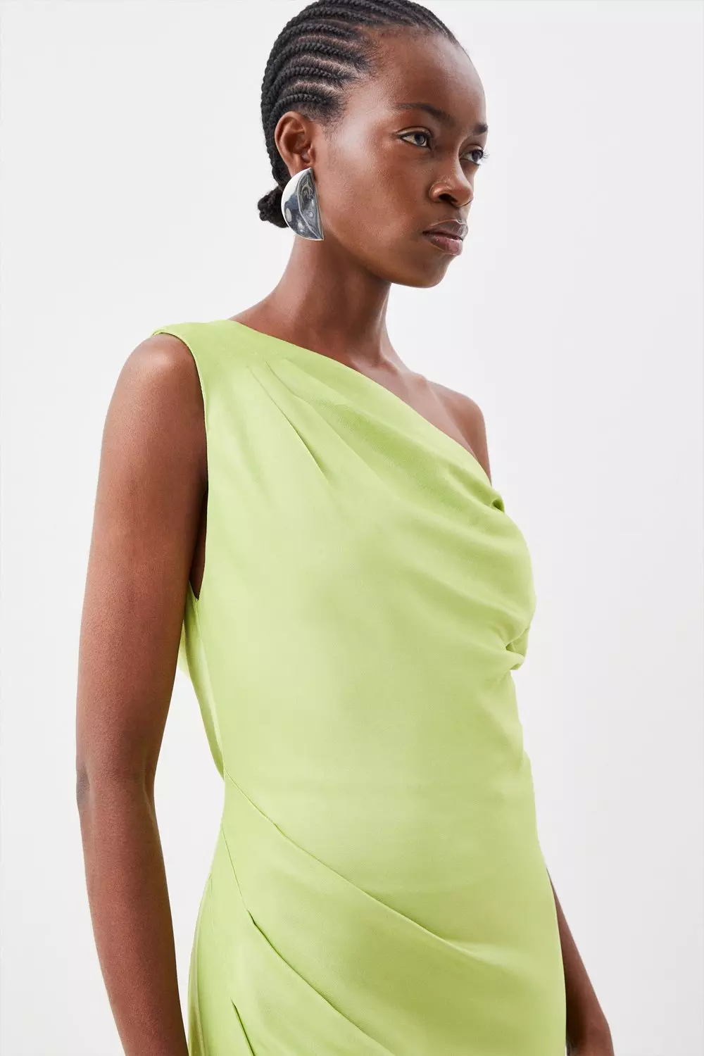 One shoulder crepe dress sale