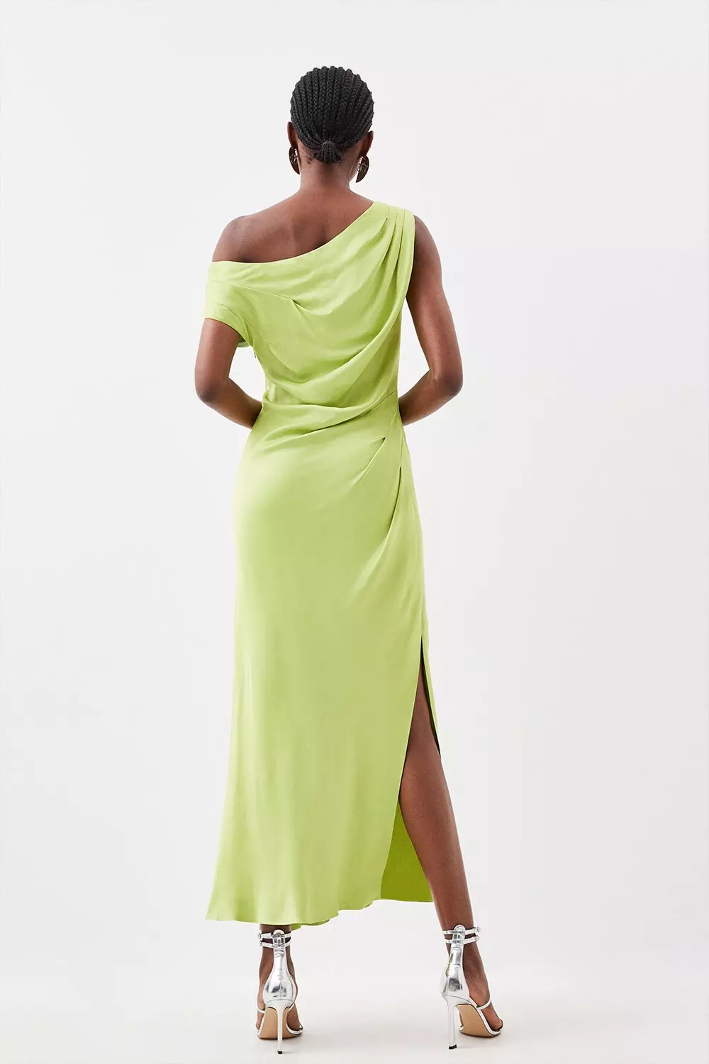 Satin Crepe One Shoulder Woven Maxi Dress | Karen Millen