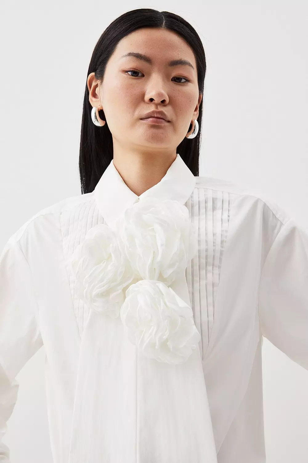 【Karen Millen】チェーンプリント コットンサテン シャツドレス Placed Chain Cotton Sateen Shirt Dress | Karen Millen