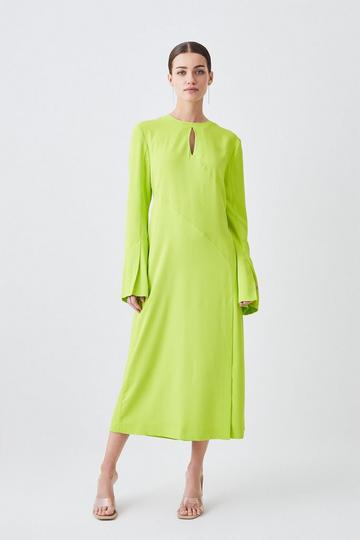 Petite Long Sleeve Column Maxi Dress lime