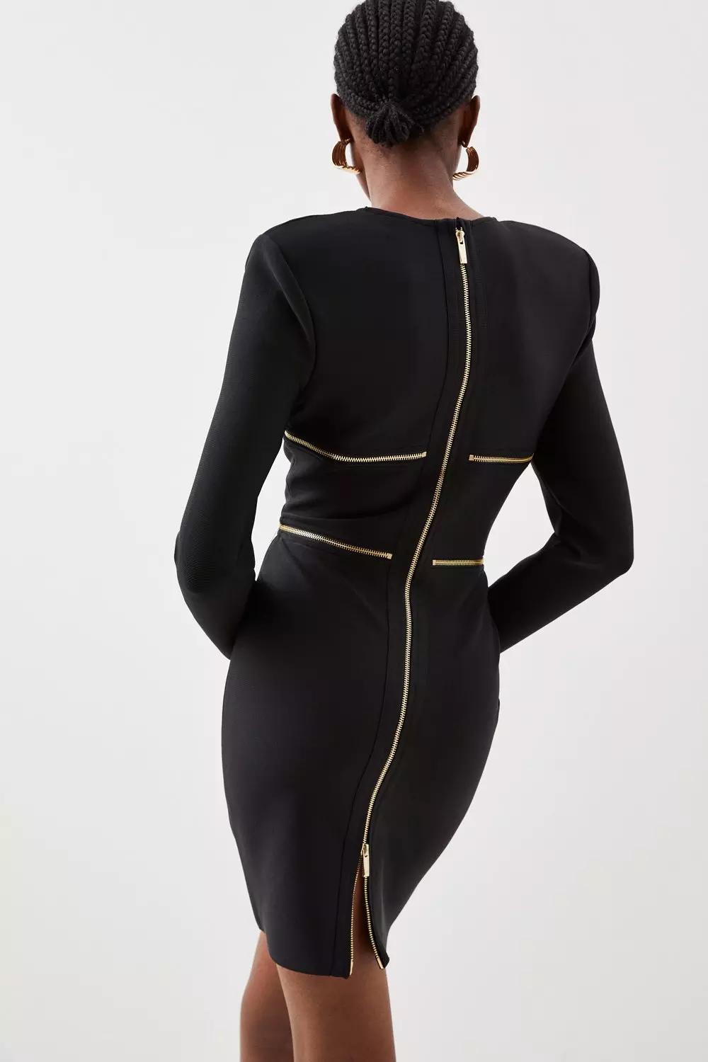 【Karen Millen】Bandage Zip Detail シフォン ニット DRESS KAREN MILLEN Bandage Figure Form Zip Detail Chiffon Sleeve