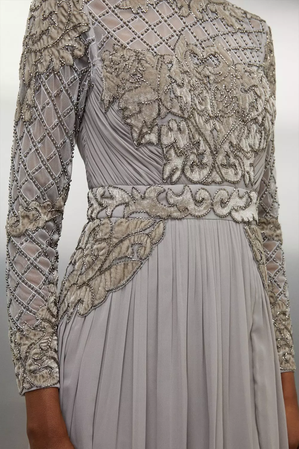 Petite Crystal Embellished Cut Out Woven Maxi Dress | Karen Millen